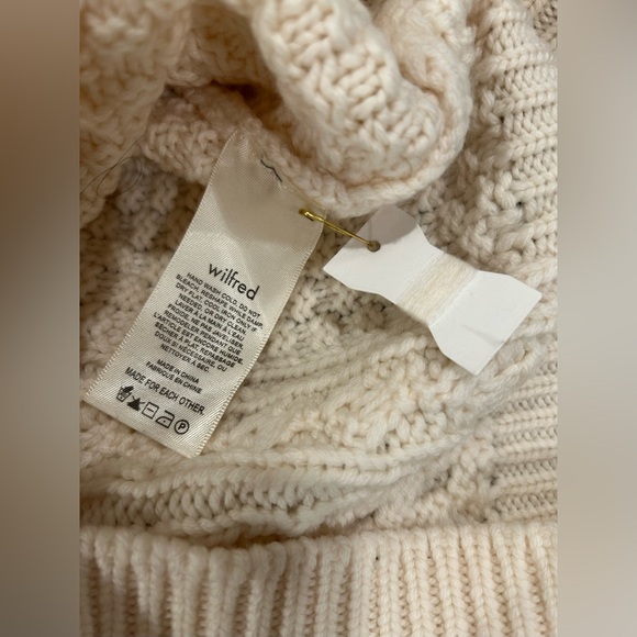 Aritzia Wilfred Olivetta Sweater Light Birch Cream Cable Knit Sz M - Picture 7 of 8